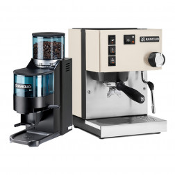 Rancilio Silvia V6 Valkoinen + Rancilio Rocky D Musta